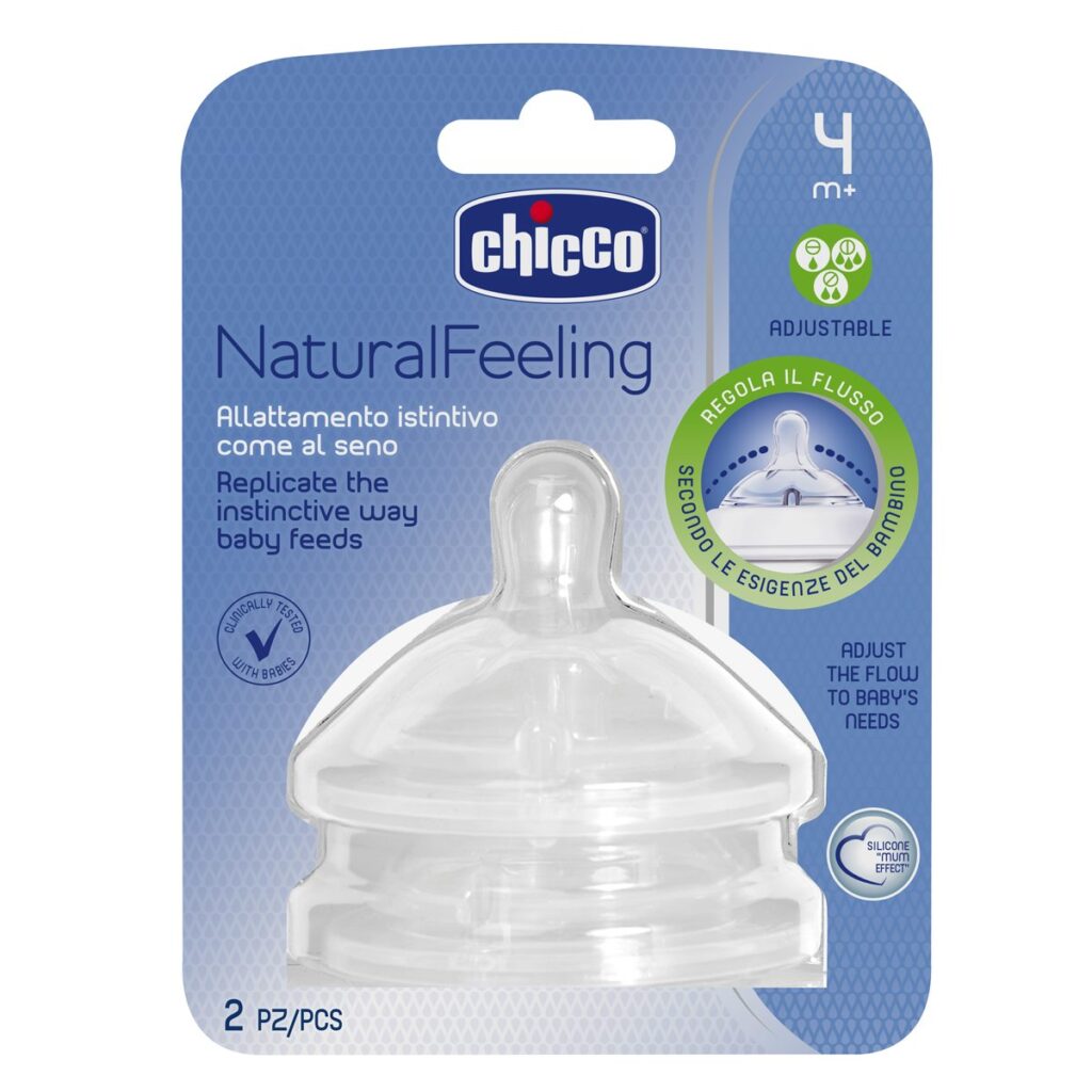 chicco Θηλή από Σιλικόνη natural feeling Ρυθμιζόμενης Ροής Για 4+ Μηνών 2τμχ Κωδ. 50 81035 20