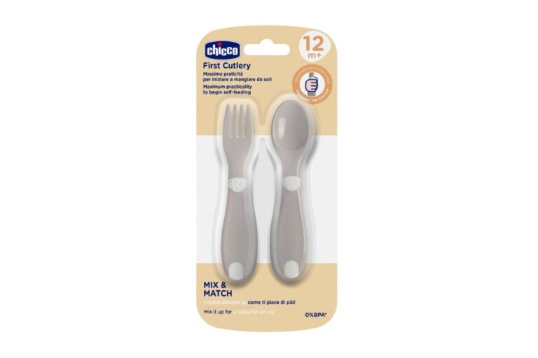 chicco first cutlery Σετ Κουταλοπίρουνα 2 τμχ Για 12+ Μηνών grey Κωδ. 01 16101 35