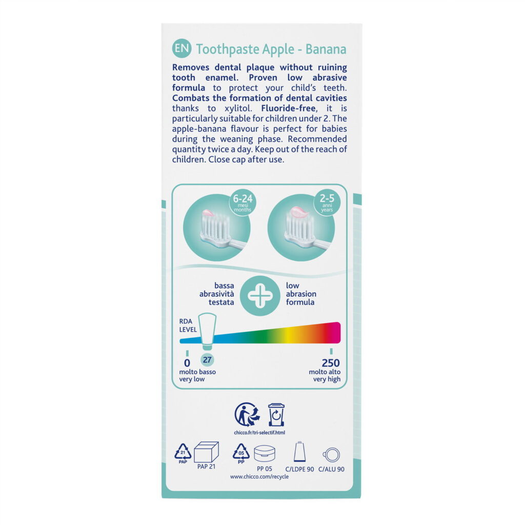 chicco Οδοντόκρεμα Μήλο Μπανάνα 50ml Χωρίς Φθόριο Για 6 24 Μηνών Κωδ. 80 12101 00