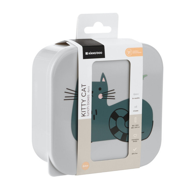 kikka boo Φαγητοδοχείο 4pcs kitty cat grey 31302040171