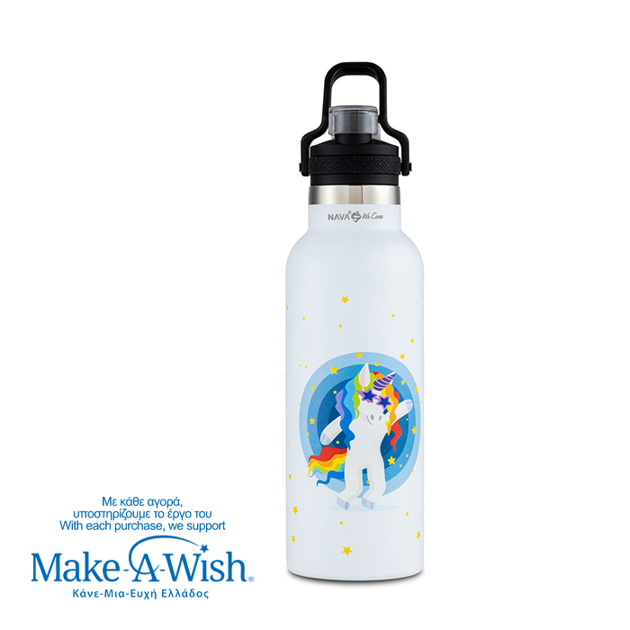 nava Θερμός μπουκάλι ανοξείδωτο "we care", purple unicorn 500ml (Αντιγραφή)