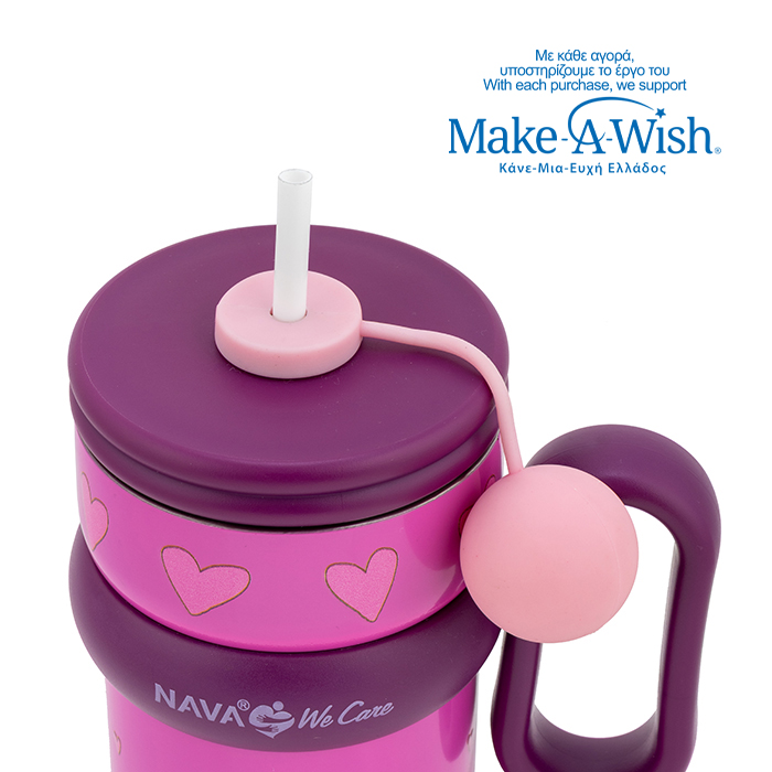 nava Θερμός tumbler παιδικό ανοξείδωτο με πλαστικό καλαμάκι "we care", purple unicorn 540ml (Αντιγραφή)