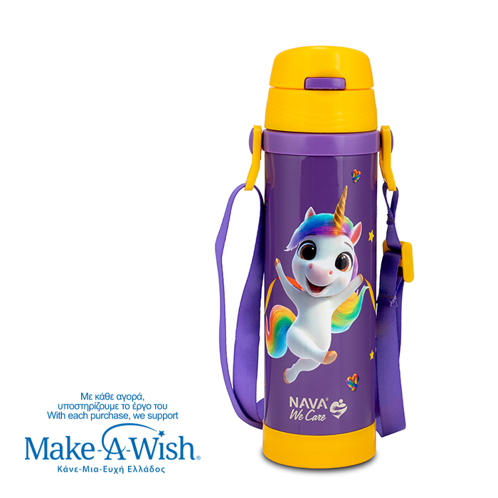 nava Παγούρι θερμός ανοξείδωτο "we care", purple unicorn 500ml