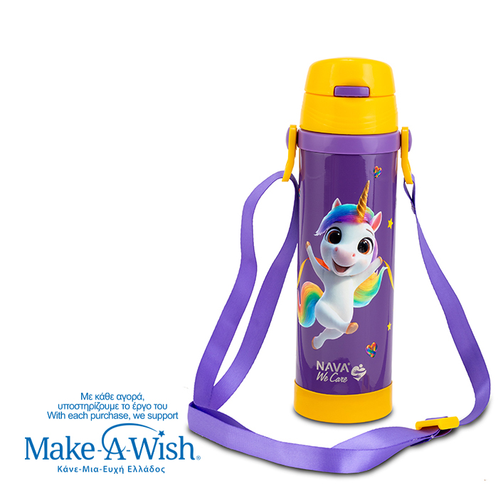 nava Παγούρι θερμός ανοξείδωτο "we care", purple unicorn 500ml