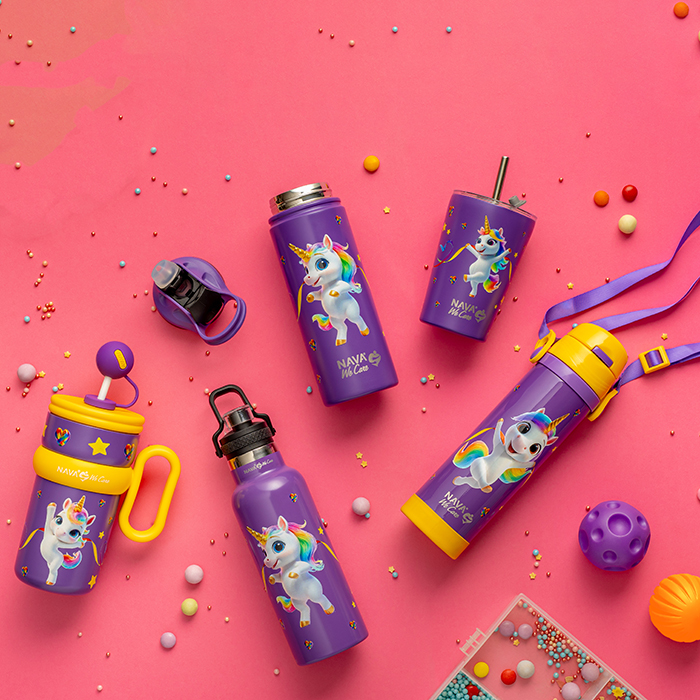 nava Παγούρι θερμός ανοξείδωτο "we care", purple unicorn 500ml
