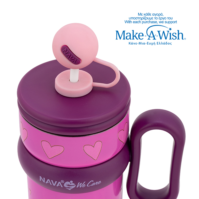 nava Θερμός tumbler παιδικό ανοξείδωτο με πλαστικό καλαμάκι "we care", purple unicorn 540ml (Αντιγραφή)