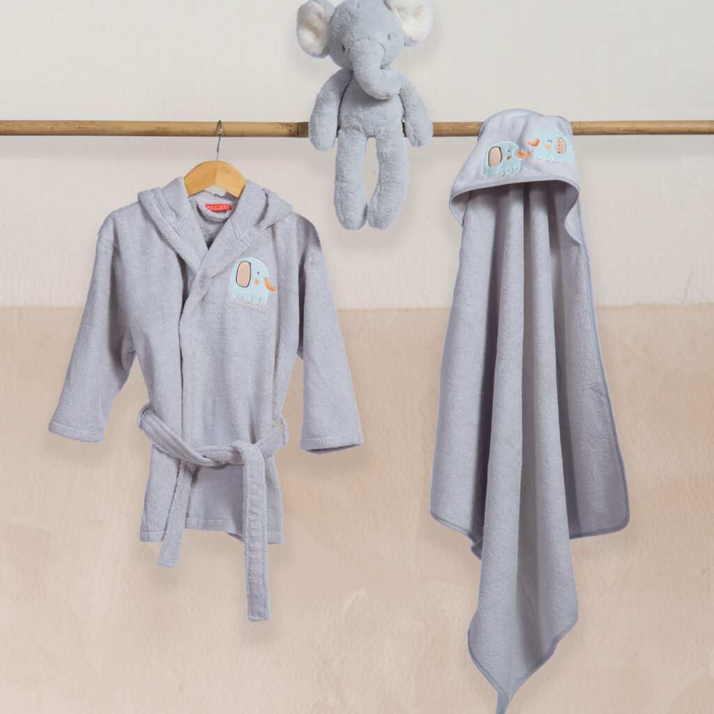 nef nef Κάπα Βρεφική elephants 75x75 grey
