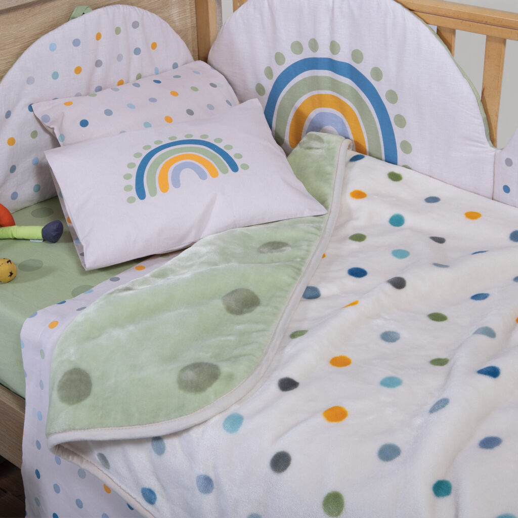 nef nef Κουβέρτα Βρεφική Αγκαλιάς baby dots green 75x100 green