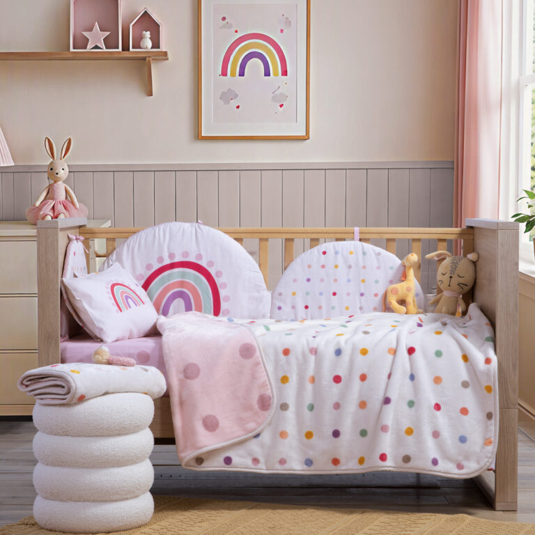 nef nef Κουβέρτα Βρεφική Κούνιας baby dots pink 100x140