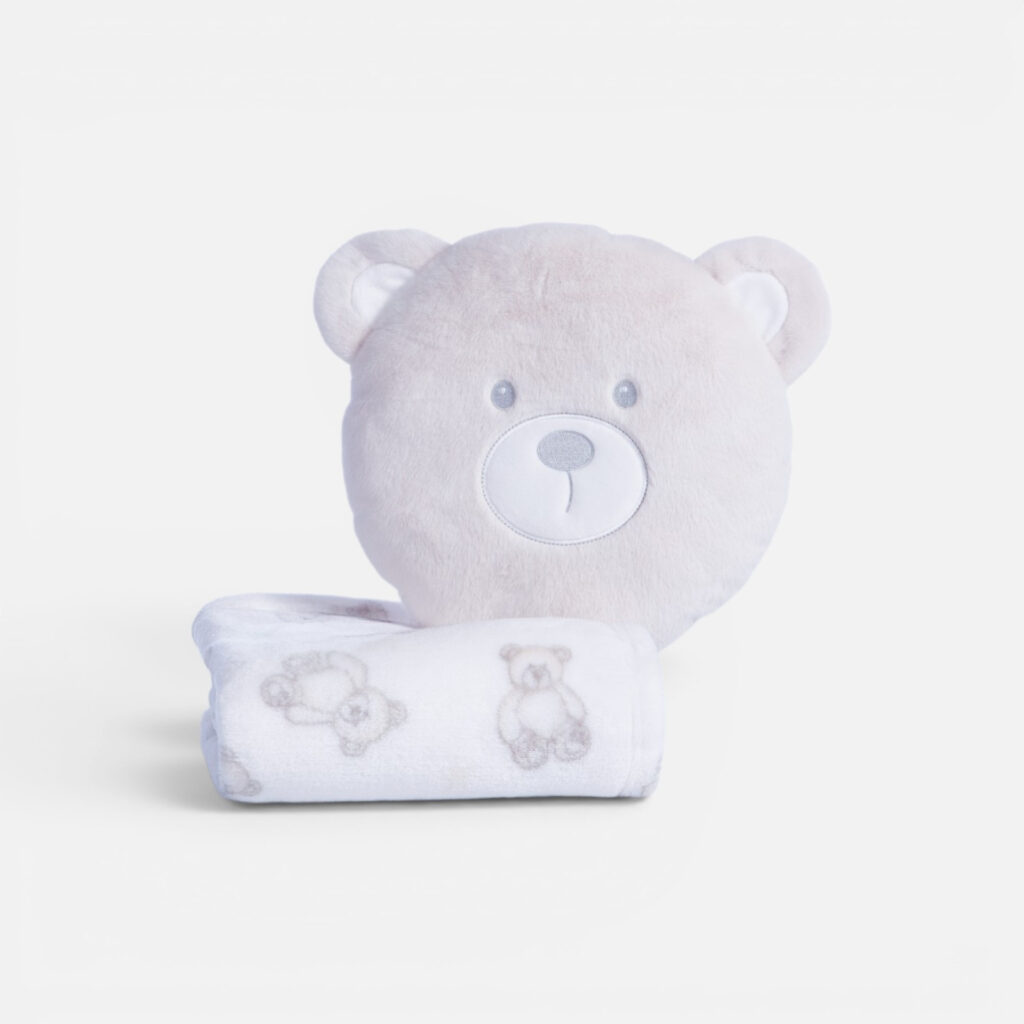 nef nef Κουβερτάκι με Μαξιλάρι Βρεφικό fleece honey bear 75x100 ecru/beige