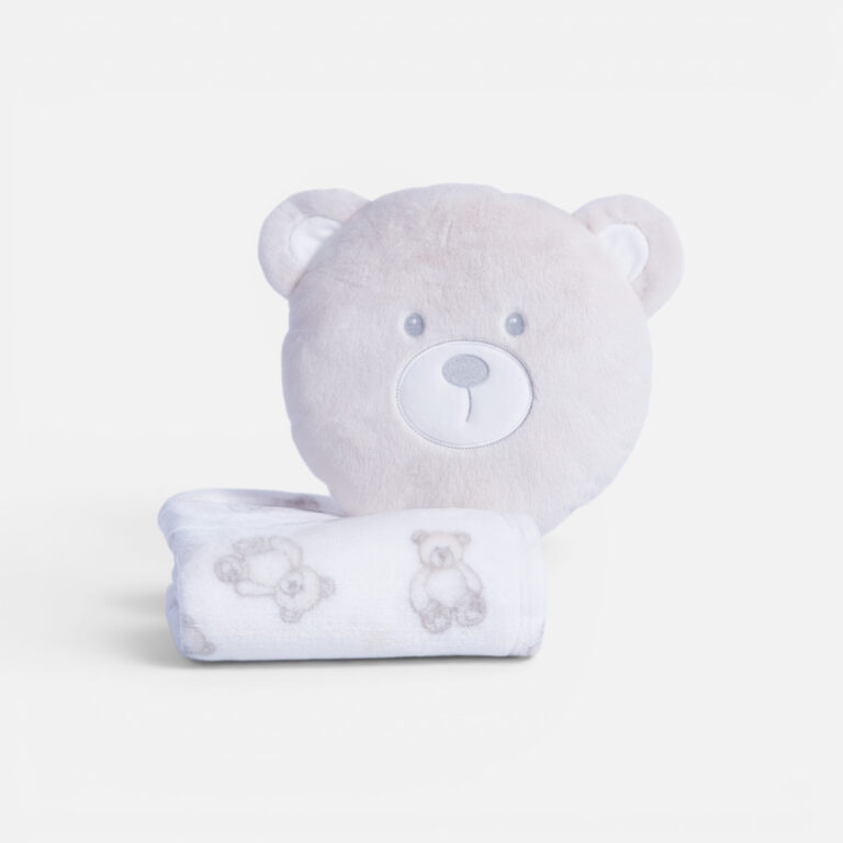 nef nef Κουβερτάκι με Μαξιλάρι Βρεφικό fleece honey bear 75x100 ecru/beige