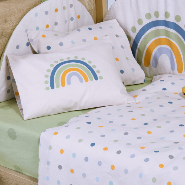 nef nef Σετ Σεντόνια Κούνιας Βρεφικά baby dots ecru/green