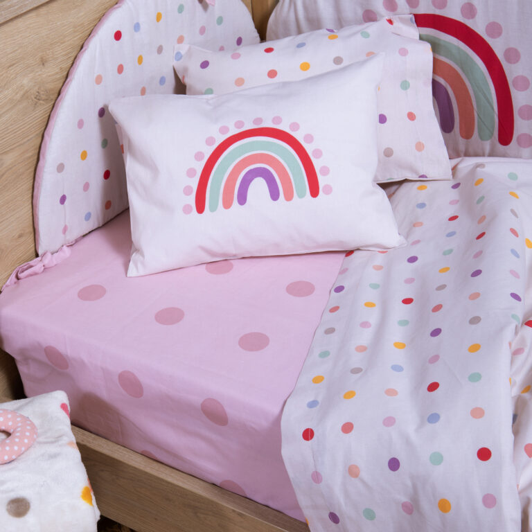 nef nef Σετ Σεντόνια Κούνιας Βρεφικά baby dots ecru/green (Αντιγραφή)