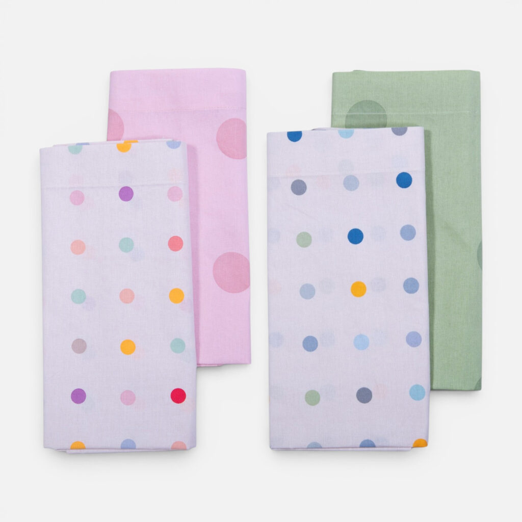 nef nef Σετ Σεντόνια Λίκνου Βρεφικά 2τεμ. baby dots ecru/green