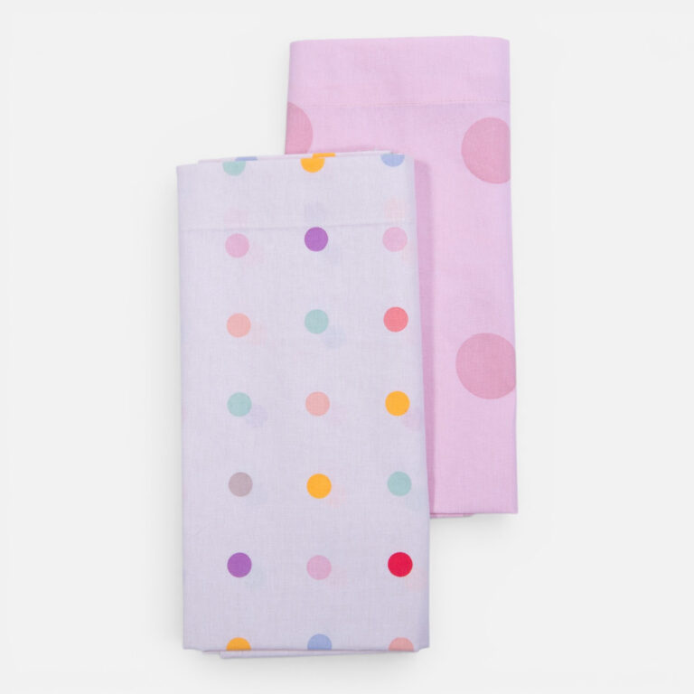 nef nef Σετ Σεντόνια Λίκνου Βρεφικά 2τεμ. baby dots ecru/pink