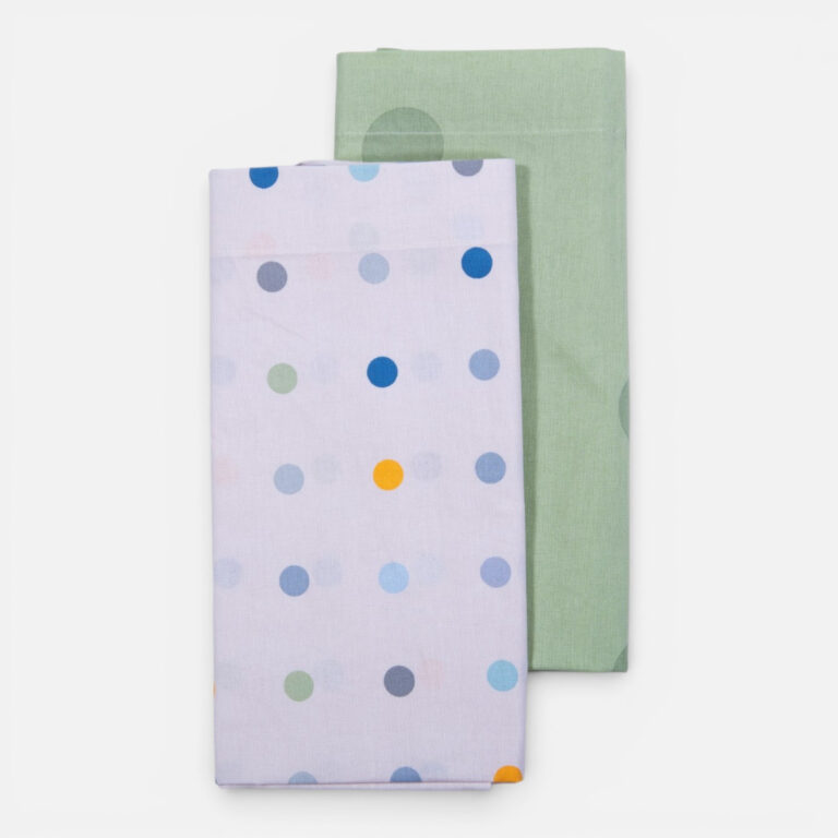 nef nef Σετ Σεντόνια Λίκνου Βρεφικά 2τεμ. baby dots ecru/green