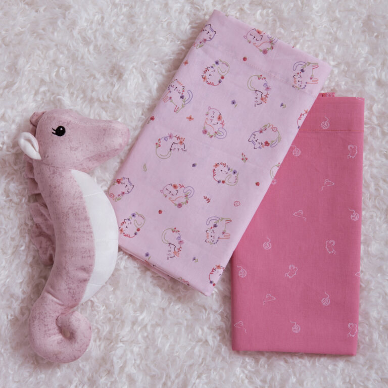 nef nef Σετ Σεντόνια Λίκνου Βρεφικά 2τεμ. cats are perfect pink