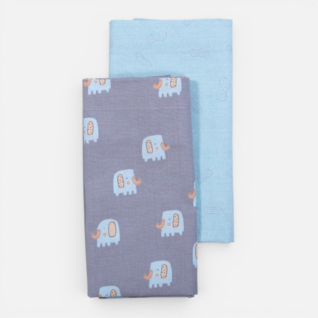nef nef Σετ Σεντόνια Λίκνου Βρεφικά 2τεμ. elephants grey