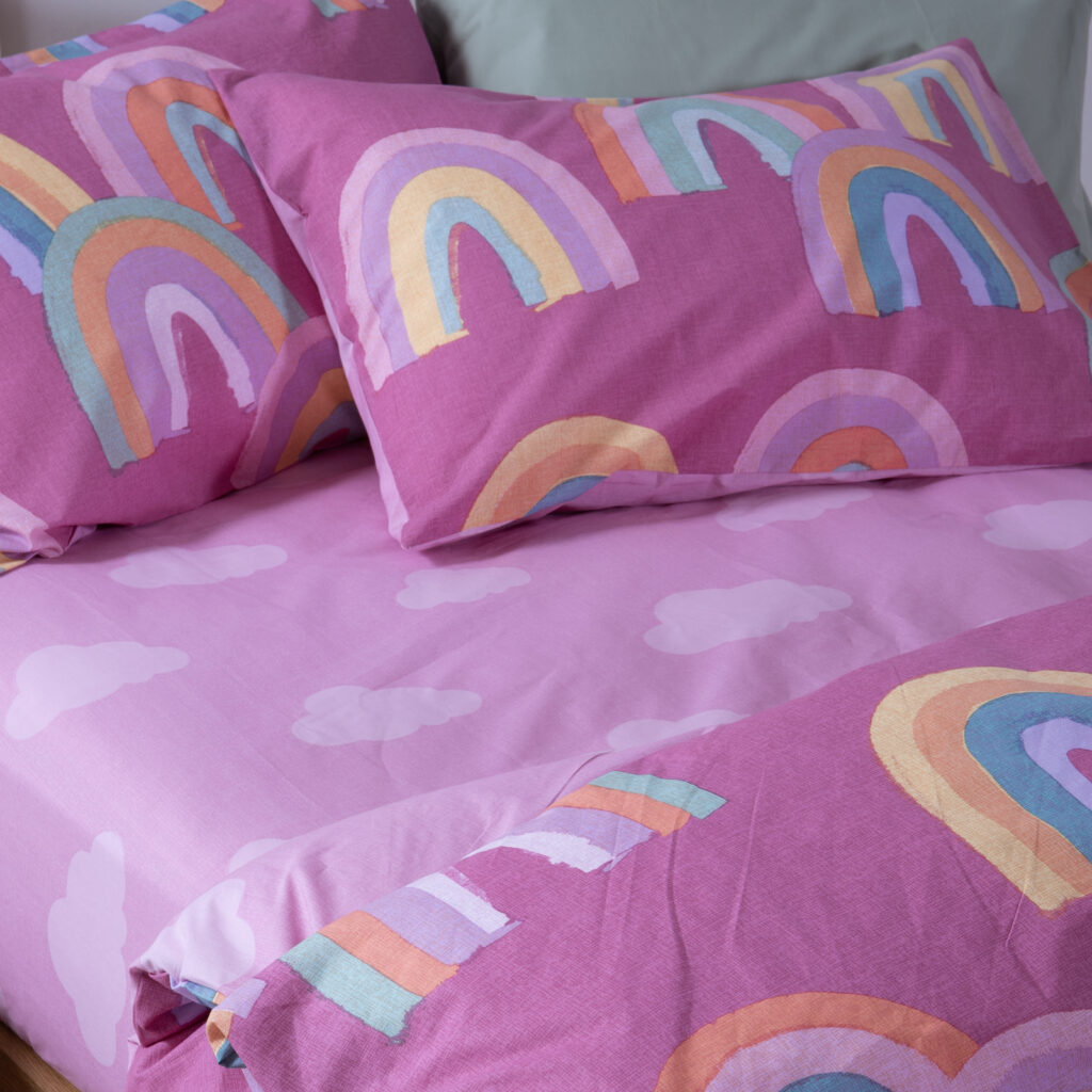 nef nef Σετ Σεντόνια Παιδικά Μονά με Λάστιχο raibow mood 170x260