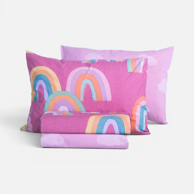 nef nef Σετ Σεντόνια Παιδικά Μονά με Λάστιχο raibow mood 170x260