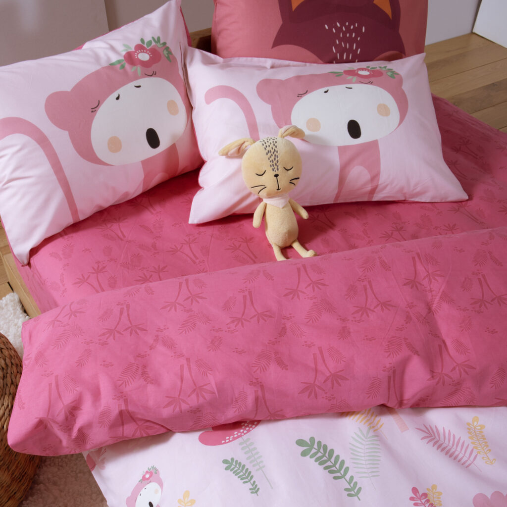 nef nef Σετ Σεντόνια Παιδικά Μονά με Λάστιχο wild & sweet 170x260 pink