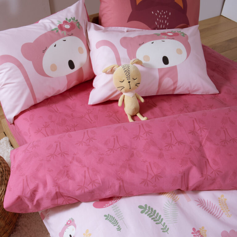 nef nef Σετ Σεντόνια Παιδικά Μονά με Λάστιχο wild & sweet 170x260 pink