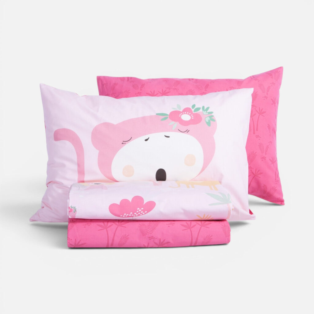 nef nef Σετ Σεντόνια Παιδικά Μονά με Λάστιχο wild & sweet 170x260 pink
