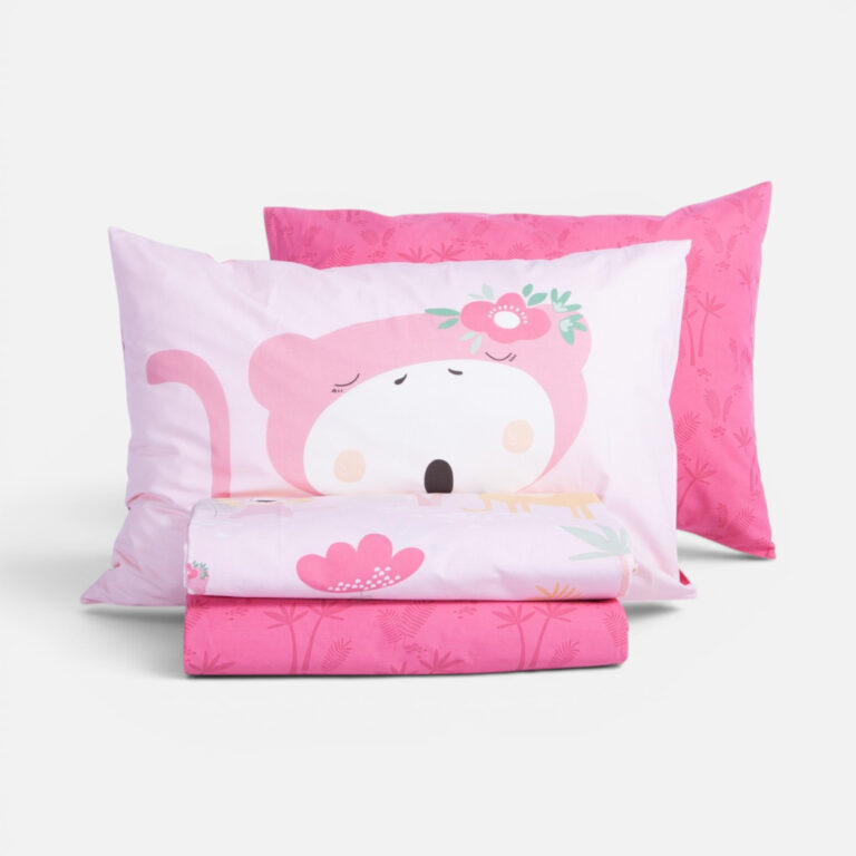 nef nef Σετ Σεντόνια Παιδικά Μονά με Λάστιχο wild & sweet 170x260 pink