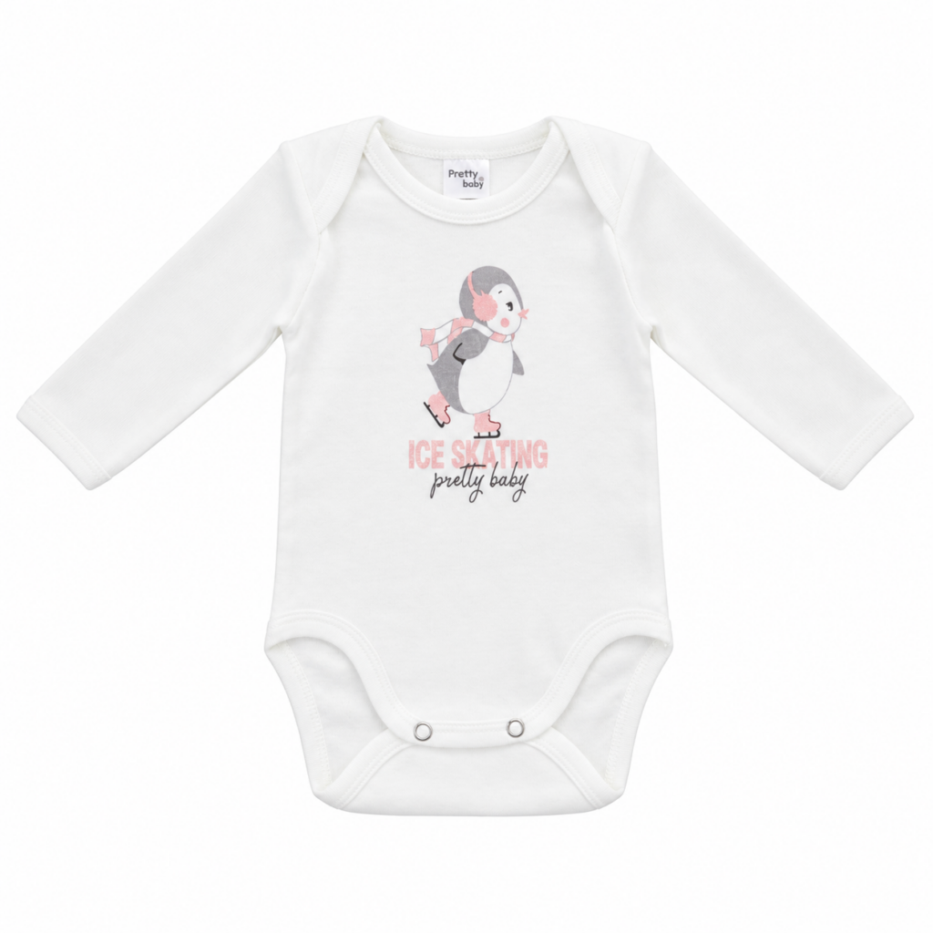 pretty baby Βρεφικό Κορμάκι pretty baby Λ Μακρυμάνικο με Πιγκουινάκι – ice skating