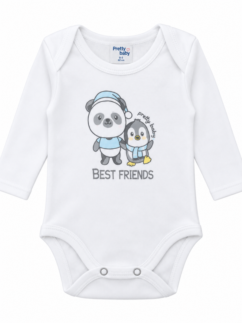pretty baby Βρεφικό Κορμάκι Μακρυμάνικο με Πιγκουινάκια Λευκό (Αντιγραφή)